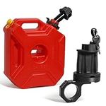 Upgrade 5L/1.3 Gallon Gas Can with Locking Mount Bracket,GEVINFA Gas Tank Fuel Oil Petrol Diesel Storage Cans,Fuel Can with Mount (1.25"-2") Compatible with ATV UTV Motorcycle RV and Most Cars(Red)