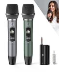 HWWR Wireless Microphones, Professional UHF Dual Microphones for Karaoke, Wireless Dynamic Microphone System Set with Rechargeable Receiver,Plug and Play, Speech, Wedding, Church, PA System