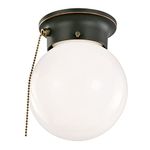 Design House 519264 Single Light Ceiling Mount Light with Pull Chain with Opal Glass, Oil Rubbed Bronze