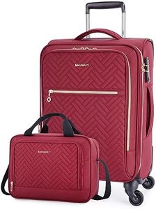BAGSMART Carry On Luggage 20 Inch, Expandable Suitcase, Luggage with Duffel Luggage Airline Approved Rolling Softside Lightweight Suitcases with Front Pocket for Women Men, Carry-On Red
