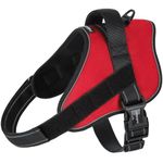 rabbitgoo Dog Harness Medium, Adjustable No Pull Harness for Dogs, Easy Wearing with One Buckle, Breathable Reflective Pet Vest with Control Handle for Walking Training, Red, M