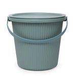 Sankirtan Collapsible Plastic Bucket with Lid, Portable Round Tub for House Cleaning, Space Saving Outdoor Waterpot for Garden or Camping, Portable Fishing Water Pail Outdoor and Home (Lighat Grey)