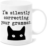 Cat I'm Silently Correcting Your Grammar Teacher 11 Ounces Funny Coffee Mug…