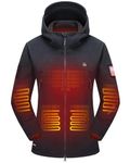 DEWBU Heated Jacket Polar Fleece with 12V Battery Pack Soft Fleece Electric Heating Hoodie for Women, Black, XL