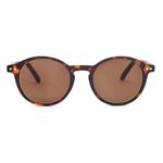 OPULIZE REY Sunglasses - Retro Round Frame - Matt Brown Tortoiseshell - Mens Womens - Spring Hinges - S56-2