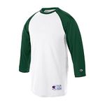 Champion Men's Raglan Baseball T-Shirt_White/Dark Green_L