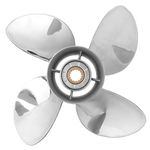 Aramox Boat Propeller, RH Boat 4 Outboard Motor Propeller Stainless Steel 13 x 19 RH Pitch Parts Fit for 50‑130HP Engine