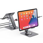 Universal Docking Station for iPad Mini Air Pro Galaxy Tab iPhone HC Adjustable 7-in-1 USB Hub 360°Rotatable iPad Stand with USB C Hub 12.9 inch 4K HDMI USB 3.0 PD 100W 3.5mm Audio SD/TF Card Reader