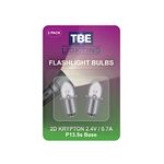 TBE LIGHTING Replacement Torch Bulbs 2D 2.4 Volt, 0.7A Bayonet Base P13.5 Krypton Bulbs, Pack of 2 Energy efficient Flashlight Krypton Bulbs to fit a Standard 2D Torches