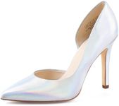 JENN ARDOR Stiletto High Heel Shoes for Women: Pointed, Closed Toe Classic Slip On Dress Pumps Light Blue