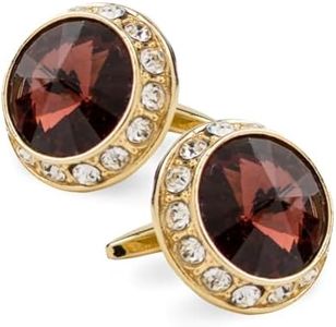 Vittorio Vico Colorful Bling Cuff Links (Burgundy/Gold, CL-1528)