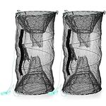 ZENFUN Set of 2 Fishing Bait Trap, Crab Trap Minnow Trap, Crawfish Trap, Collapsible Cast Net, Foldable Fishing Net Trap, Lobster Trap, Portable Folded Fishing Accessories