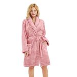 U2SKIIN Women Fleece Robe, Short Cozy Plush Robes for Womens Soft Shawl Collar Warm Spa Bathrobe(Bean Pink, S/M)