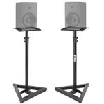PYLE Speaker Stand- Universal Speaker Stands, Very Stable High Non-Slip Triangle Base, Telescoping Height Adjustable 26''- 52'', 9” Square Platform, Weight Capacity 90lbs- Easy to Assemble & Transport