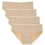 LIQQY Women's Cotton Underwear Lace Trim Hipster Breathable Panties Ladies Undies Multipack (Medium, Nude)