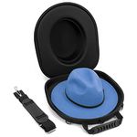 CASEMATIX Hat Case for Fedora, Panama, Bowler Hats and More - Hard Shell Hat Travel Case with Carry Strap, Luggage Strap and ID Card Slot, Hat Carrier for Hats With Up To 3" Brim, Black, 15.5" x 13.5"