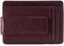 Alpine Swiss Harper Mens RFID Slim Money Clip Front Pocket Wallet Minimalist Leather ID Card Holder Burgundy