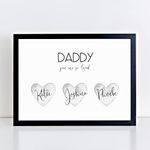 Personalised Family Heart Print - Birthday, Fathers Day Gift - Dad, Daddy Gifts - A5, A4 Prints & Framed