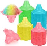 Eaasty 60 Pieces 4 oz Colorful Shaved Ice Cups Flower Shaped Snow Cone Cups Small Leak Proof Plastic Slush Snack Ice Cream Bowls for Hawaiian Holiday Party Summer Cookout Birthday