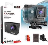 SJCAM SJ4000 Action Camera 4K, 40MP Waterproof Camera Underwater, EIS Stabilization Motorcycle Sport Camera, 170°FOV, 5X Zoom, Dual Batteries, 32G SD Card and Helmet Mount Accessories Kits