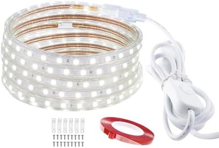 LONCWO LED Strip 5 m, IP65 Waterproof LED Strip LED Light Strip 220 V 230 V LED Strip with Switch, White, 5 m