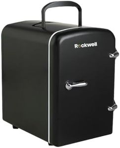ROCKWELL 4L Portable Fridge, Cooler/Warmer for Car & Home, Suitable for Cosmetics, Skincare, Beverages, Food and Medicine, Thermoelectric Cooler & Warmer 220V AC/12V DC – Black