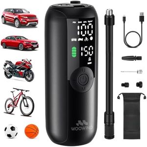 Woowind LP1 Compresor Aire Portatil, 150PSI, Inflador Ruedas Coche Recargable, Hinchador Electrico para El Coche, Moto, Scooter, Bicicleta, Balones