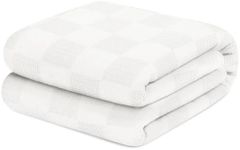 Avalon 100% Cotton Blankets Queen Size, 90x90 Inches 350 GSM, Soft Breathable Blanket, Lightweight Thermal Blankets Queen Size, Perfect for Layering Any Bed for All Season (White)