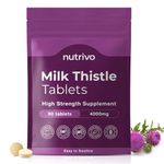 Nutrivo Milk Thistle | Milk Thistle High Strength Tablets 4000mg | 90 Tablets | 3 Months Supply | Herbal Supplement | Good Alternative to Capsules, Drops and Tincture | Vegan & UK Made