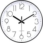 Rylan Wall Clock 12" Silent Quartz Decorative Latest Wall Clock Non-Ticking Classic Clock Battery Operated Round Easy To Read For Room/Home/Kitchen/Bedroom/Office/School- Analog, Plastic, White