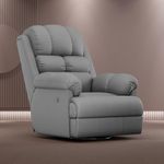 The Sleep Company Luxe Motorised RRR Recliner |Patented SmartGRID Technology| Motorised Single Recliner Sofa with Revolving Mechanism | Rocking Sofa | Unique Lumbar Design | Premium Upholstery | Grey