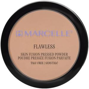 Marcelle Flawless Skin Fusion Pressed Powder, Medium Beige, Talc-Free, Natural Matte Finish, Silky Texture, Hypoallergenic, Fragrance-Free, Cruelty-Free, Paraben-Free, Non-Comedogenic, Mineral Oil-Free, 7 g