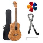 Classical Ukulele Kit Tiger Flame Okoume Wood for Beginner and Professional Player By Kmise (30 Inch Baritone)