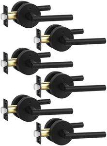 Lethato 6 Packs Black Door Handles Interior, Matte Black Lever Privacy Door Handle for Bathroom, Heavy Duty Zinc Handle Interiors for Bedroom