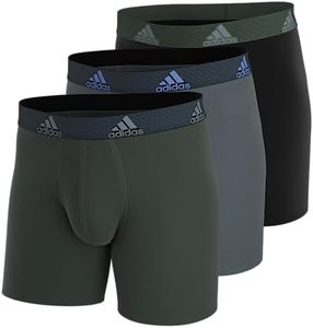 Adidas Men's Performance Boxer Brief Underwear (3-Pack), Green Oxide/Grey/Pulse Blue, Small