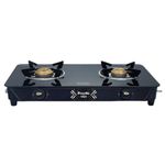 Preethi Alya 2 Burner Glass Top Gas Stove | 5-Year Warranty I 6mm Thermally Toughened Glass I Heavy Duty Brass Burners | Lifelong Free Service IISI Certified I