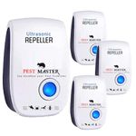 Pest Master - 4 x Ultrasonic Pest Repeller, Powerful Mouse Repellent - Wide Frequency Range Pest Control Device and Ideal for Mice, Rats, Mosquitoes, Cockroach, Moths, Ants -D5