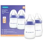 Lansinoh Anti Colic Baby Bottle - 2 Pack 160 ml - NaturalWave® Teats Reduces Nipple Confusion - BPA & BPS-Free Breastfeeding Bottle Feeding Stackable Lid Fridge Freezer Milk Storage Feeding Bottles