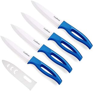 Ceramic Knife 5Inch Fruit Knife Set 4-Piece with Knife Sheaths for Cheese, tomatoes, potatoes, vegetables, fruits (blue)
