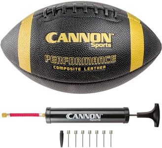 Cannon Sports Leather Composite Official Size Football Indoor and Outdoor with Ball Pump (Official, Black/Gold)
