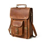 MaheTri Front Pocket Daily Shoulder Messenger Bag, Handbag for Work and School - Casual Brown Bag, Brown, 11 Inch