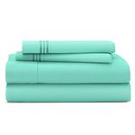 California King Size Bed Sheet Set - Pastel Green Cal King Bedding - Deep Pocket - Extra Soft Luxury Hotel Sheets - Hypoallergenic - Cool & Breathable - Wrinkle, Stain, Fade Resistant - 4 Piece