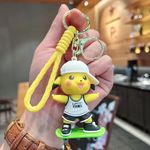 Penny Wise® Cute Pokamon Pikachu 3D Keychain | Cute Keyring & Quirky Bag Charm | Hard Silicone, Unbreakable | Kids Friendly | Comes With A Strap & Bag Hook | Single Piece. (Skate Board)