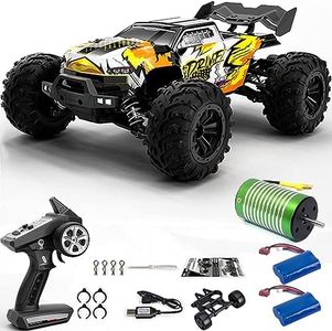 Suchiyu Brushless RC Cars - 70 km/h High-Speed, Drift, Offroad, Racing, 1:16 Scale Remote Control Car with 2 Rechargeable Batteries, 2.4GHz Remote Controller, Best Rc Car for Kids and Adults (Yellow)