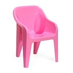 Nilkamal Plastic Eeezygo Baby Chair Modern & Comfortable with Arm & Backrest for Study Chair|Dining Room|Bedroom|Kids Room|Living Room|Indoor-Outdoor|100% Polypropylene Stackable Chairs (Pink)