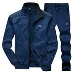 LBL Men's Casual Warm Tracksuit Set Long Sleeve Full-Zip Athletic Jogging Sweat Suits Blue M