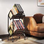 Metal Indian Decor 25023 2-Tier Movable Vinyl Record Wall Mount Storage Rack, Vinyl Record Shelf, Lp Storage Corner Shelf, Record Holder For Albums, Large Capacity Vinyl Record Display Stand