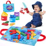 hahaland Montessori Toys for 1 Year Old - Toddler Toys for 1 2 Year Old Boys Girls Toys Gifts, Montessori Educational Baby Toys 6-12-18 Months, 10 in 1 Cloth Fishing Game with Baby Stacking Cups