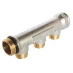 SOMATHERM FOR YOU 3383950000779 Sanitary Manifold, Nickel-Plated Brass, Female 20/27, self-Sealing and Aligned, 3 breakouts with Flat Reach, 15/21 Male Span Branches, Grey, 3 départs