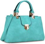 Dasein Women Satchel Handbags Top Handle Purse Medium Tote Bag Vegan Leather Shoulder Bag Turquoise